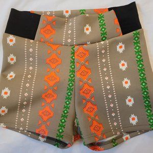 Obsession Tribal Stretchy High Wasit Shorts Size Small